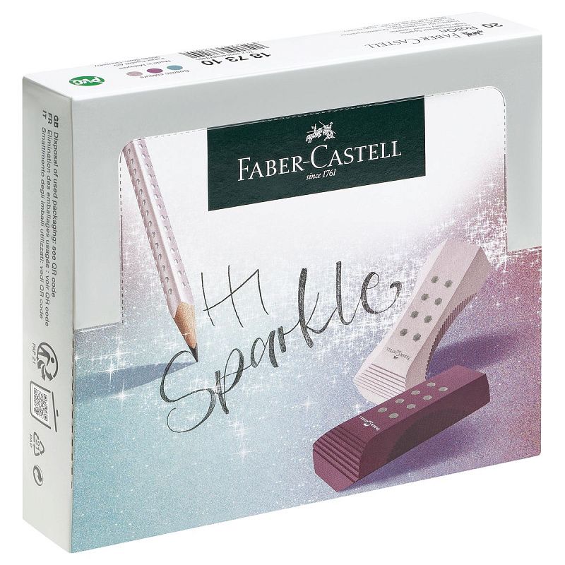 Ластик Faber-Castell "Sparkle" ассорти, трехгранный, 90*15*15мм 