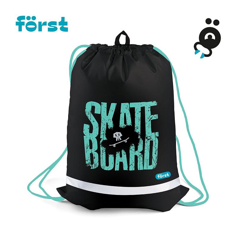 Мешок для обуви 1 отделение Först "Skateboard", 360*460мм, вентиляционная сеточка, светоотражающая полоса 