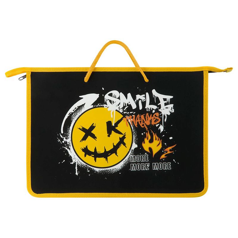 Папка с ручками А4 ArtSpace "Fire smile", пластик, на молнии, 45мм 