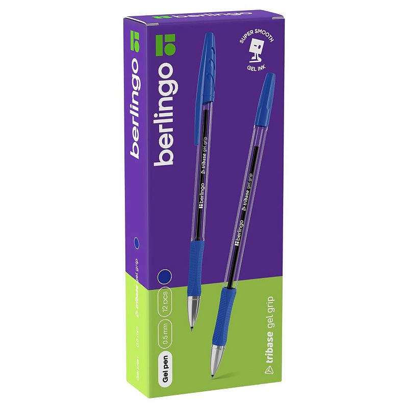 Ручка гелевая Berlingo "Tribase Gel grip" синяя, 0,5мм, грип 