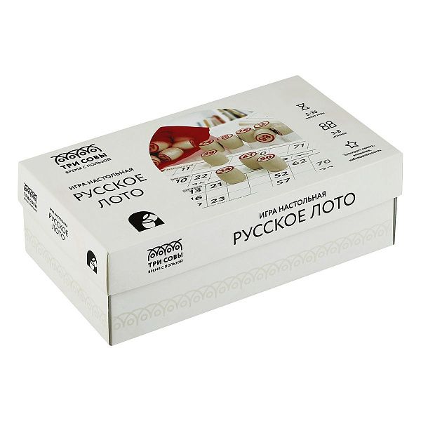 Игра настольная ТРИ СОВЫ "Русское лото", с бочонками, картонная коробка