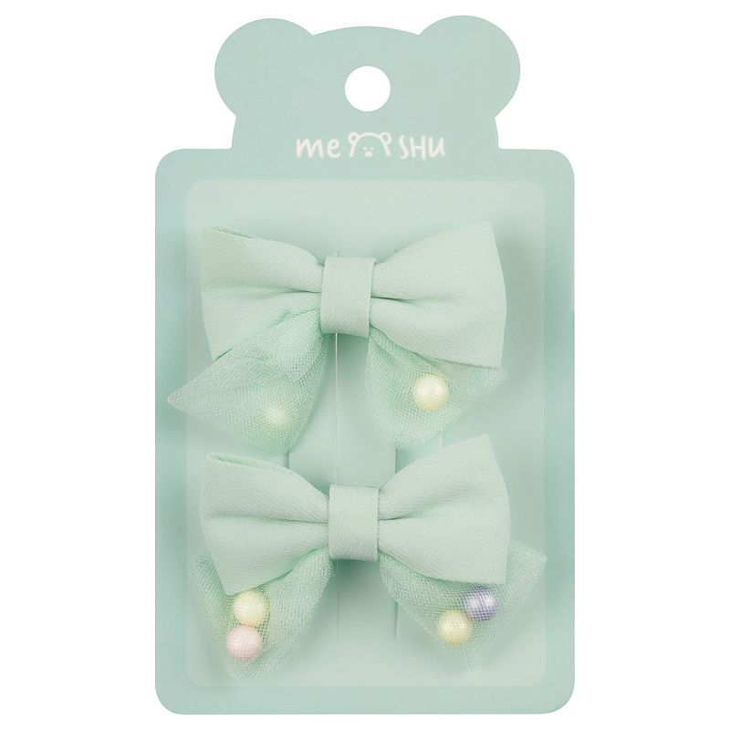 Заколки для волос MESHU, прищепка-бант с наполнителем, ассорти, 2шт., 5см, европодвес