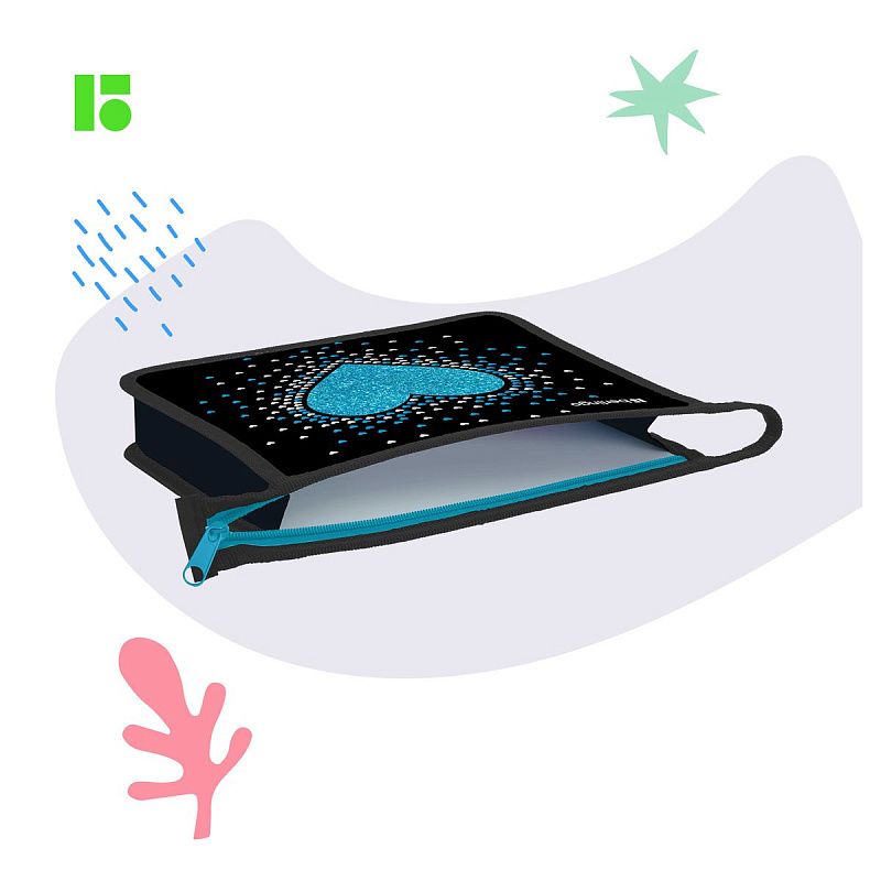 Папка для тетрадей 1 отделение, А5 Berlingo "Glamorous", 240*205*40мм, пластик, на молнии 