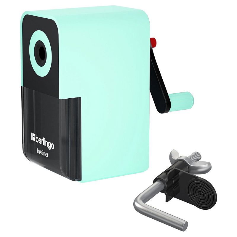 Точилка механическая Berlingo "Instinct", цвета в асс., пласт. корпус, инд. упаковка 