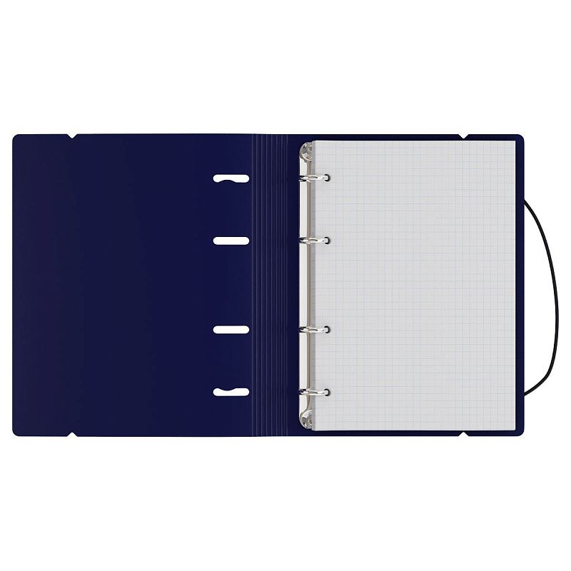 Тетрадь на кольцах А5, 120л., BG "Base", пластиковая обложка, синий, с резинкой