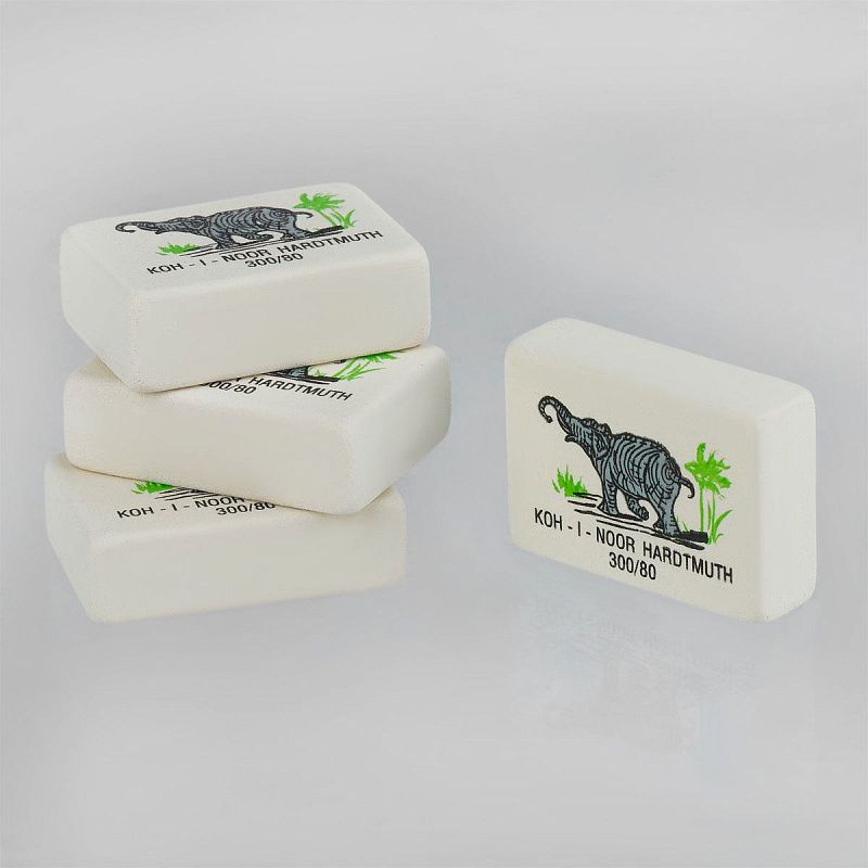 Ластик Koh-I-Noor "Elephant" 300/80, прямоугольный, натуральный каучук, 26*18,5*8мм, цветной 