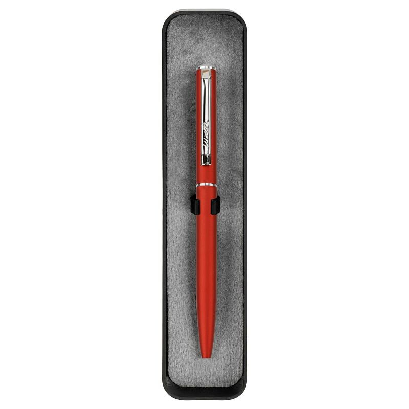 Ручка шариковая Luxor "New Premier" синяя, 0,7мм, корпус бордо/хром, поворотный механизм, футляр 