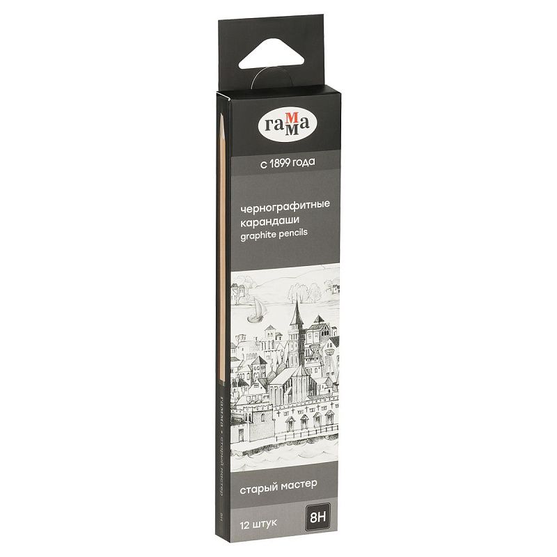 Карандаш ч/г Гамма "Старый мастер", 8H, заточен. 