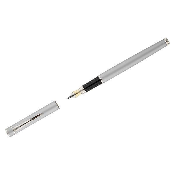 Ручка перьевая Luxor "Sleek" синяя, 0,8мм, корпус серый металлик, футляр