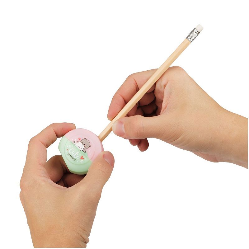 Точилка пластиковая MESHU "Cute kittens", 2 отверстия, ассорти 