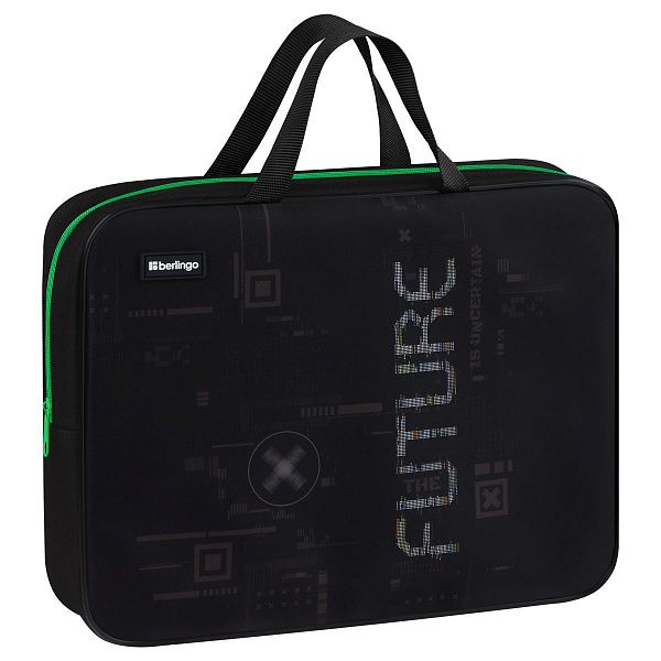 Папка текстильная с ручками 1 отделение, А4 Berlingo "FutureX", 350*265*80мм, текстиль, на молнии