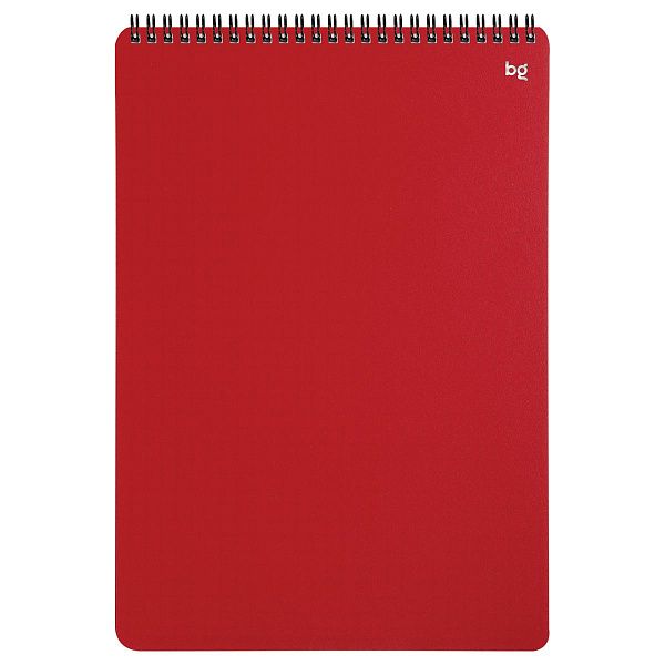 Блокнот А4 80л. на гребне BG "Base", пластиковая обложка, красный