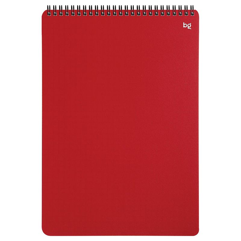 Блокнот А4 80л. на гребне BG "Base", пластиковая обложка, красный