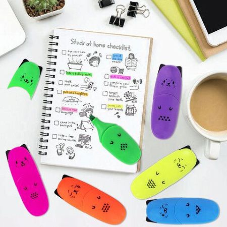 Текстовыделитель мини BRAUBERG KIDS "CUTE CATS NEON", АССОРТИ В ПЛАСТИКОВОЙ БАНКЕ, 1-5 мм, 152433 