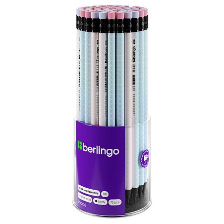 Карандаш ч/г Berlingo "Shade" HB, черное дерево, круглый, заточен., с ластиком, ассорти 