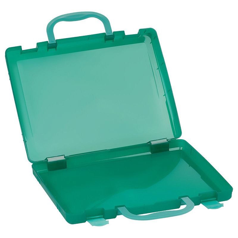 Портфель-кейс 1 отделение СТАММ, А4, 275*375*57мм, на защелках, тонированный зеленый 