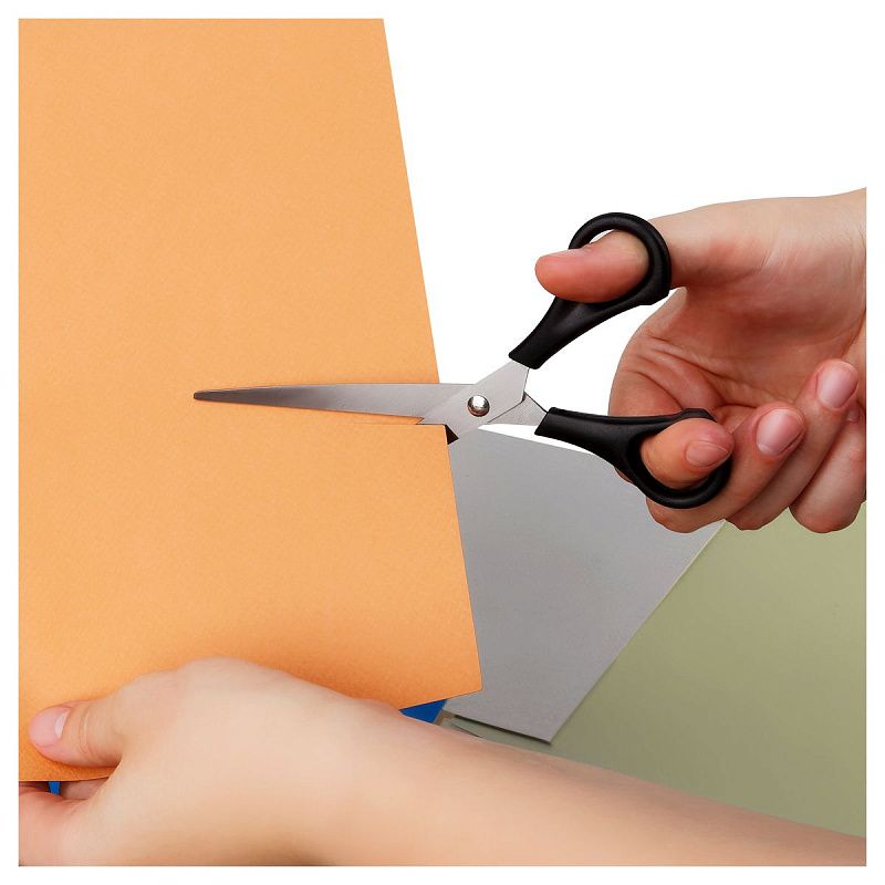 Ножницы OfficeSpace 18см, черные ручки, ПВХ чехол с европодвесом