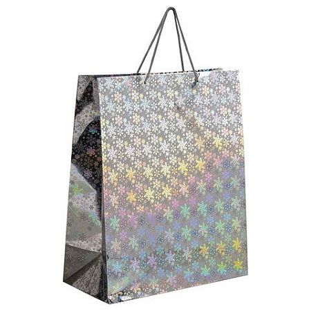 Пакет подарочный новогодний (1 шт) 41x19x49см (XXL) ГОЛОГРАФИЯ, ассорти 3 цвета, ЗОЛОТАЯ СКАЗКА, 609613