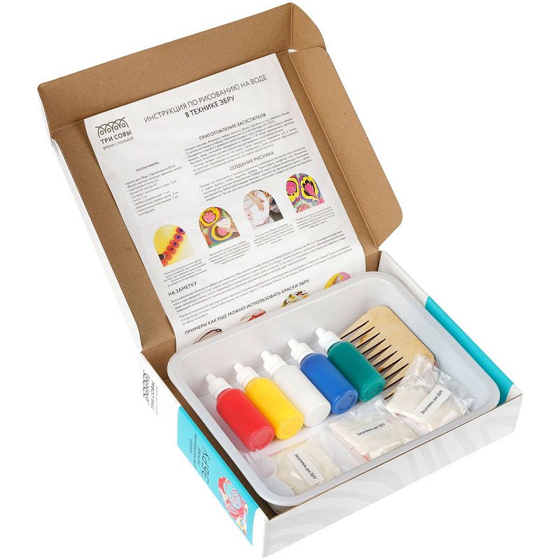 Набор для рисования на воде ТРИ СОВЫ "Краски Эбру", 5 цветов, А5, картонная коробка