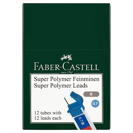 Грифели для механических карандашей Faber-Castell "Polymer", 12шт., 0,7мм, B 