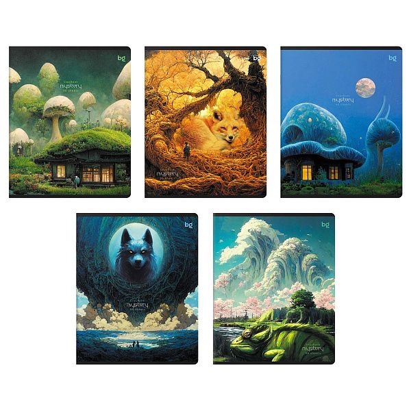 Тетрадь 60л., А5, клетка BG "Mystery", глянцевая ламинация