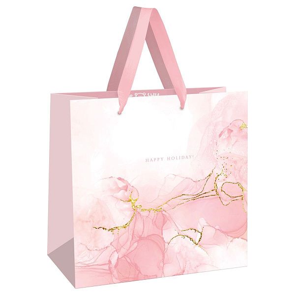 Пакет подарочный 20*20*10см MESHU "Мрамор", фольга, матовая ламинация