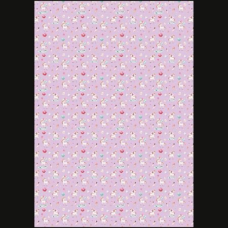 Упаковочная бумага глянц. 70*100см, MESHU "Единорожки", 80г/м2