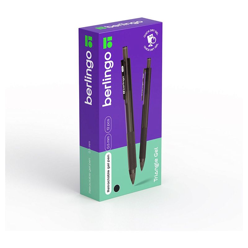 Ручка гелевая автоматическая Berlingo "Triangle gel RT" черная, 0,5мм, грип 