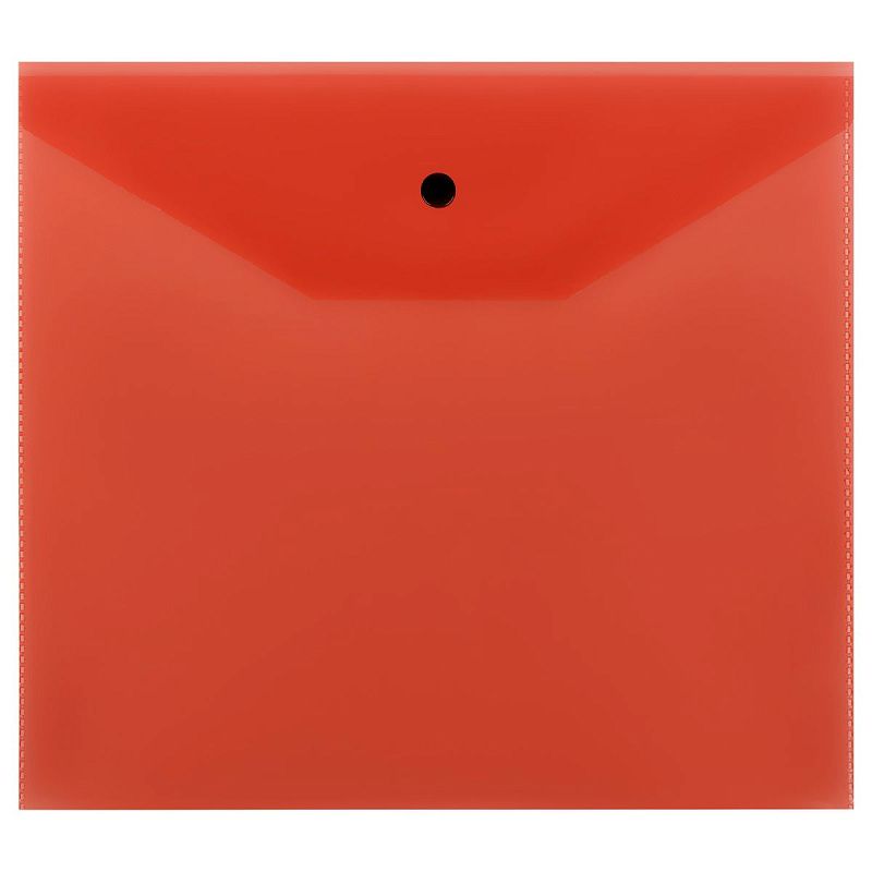 Папка-конверт на кнопке СТАММ А5+, 120мкм, пластик, прозрачная, красная