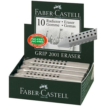 Ластик Faber-Castell "Grip 2001", трехгранный, серый, 90*15*15мм 