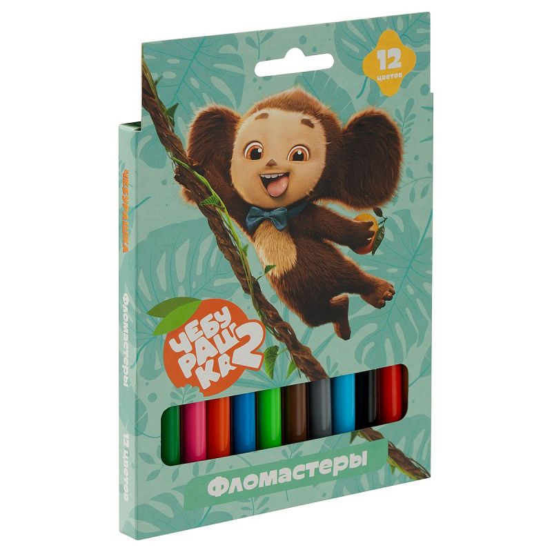 Фломастеры Мульти-Пульти "Чебурашка-2", 12цв, смываемые, картон, европодвес