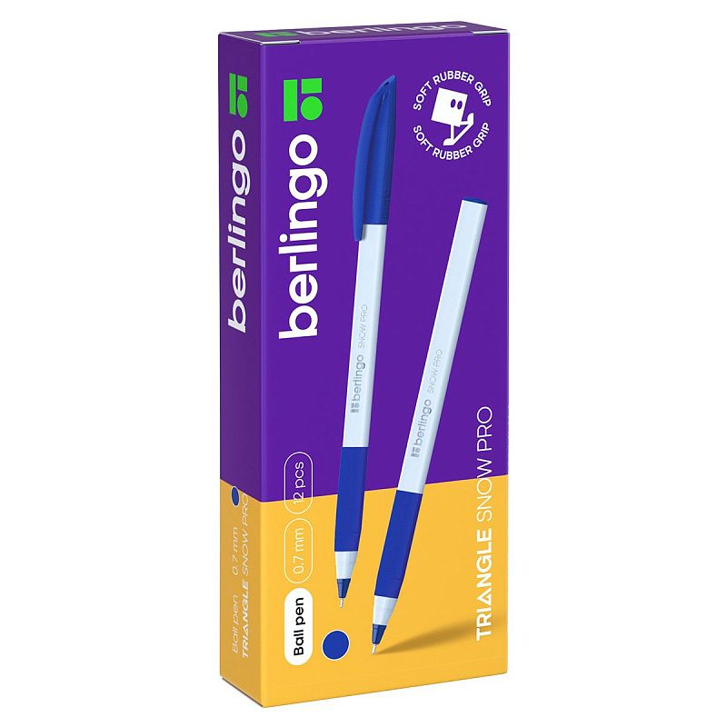 Ручка шариковая Berlingo "Triangle Snow Pro" синяя, 0,7мм, трехгран., грип 