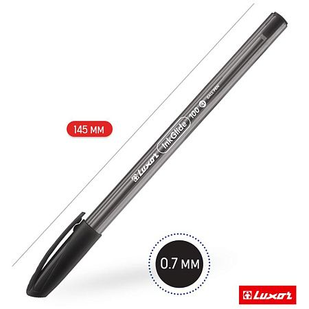 Ручка шариковая Luxor "InkGlide 100 Icy" черная, 0,7мм, трехгран. 
