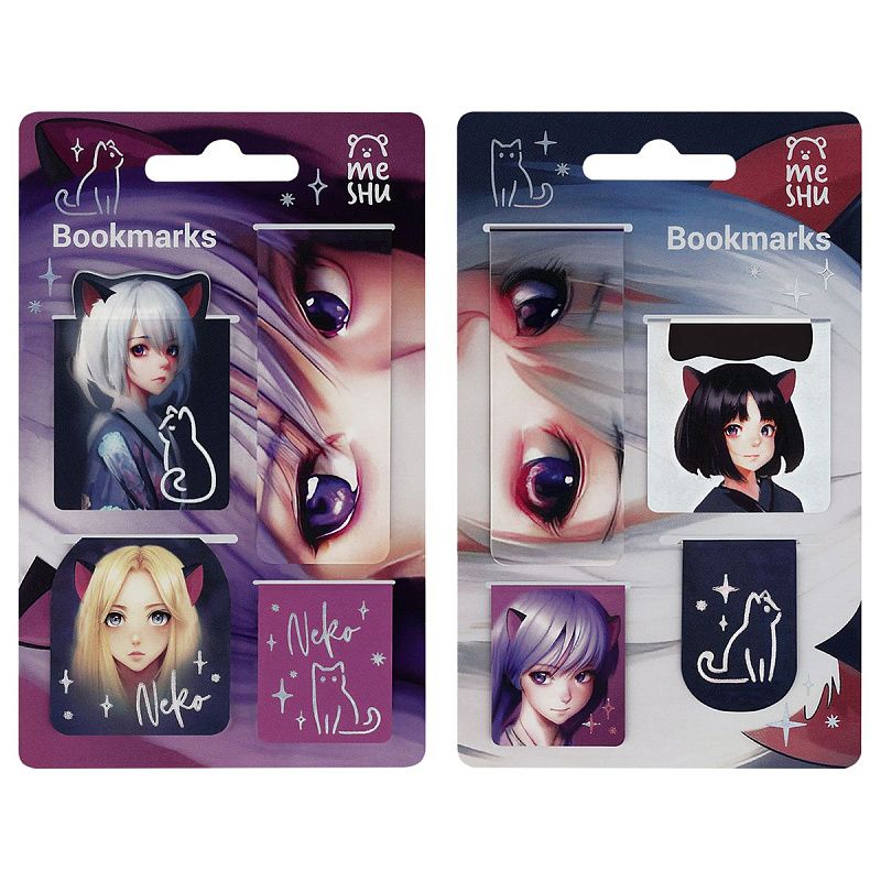 Закладки магнитные для книг, 4шт., MESHU "Neko" 