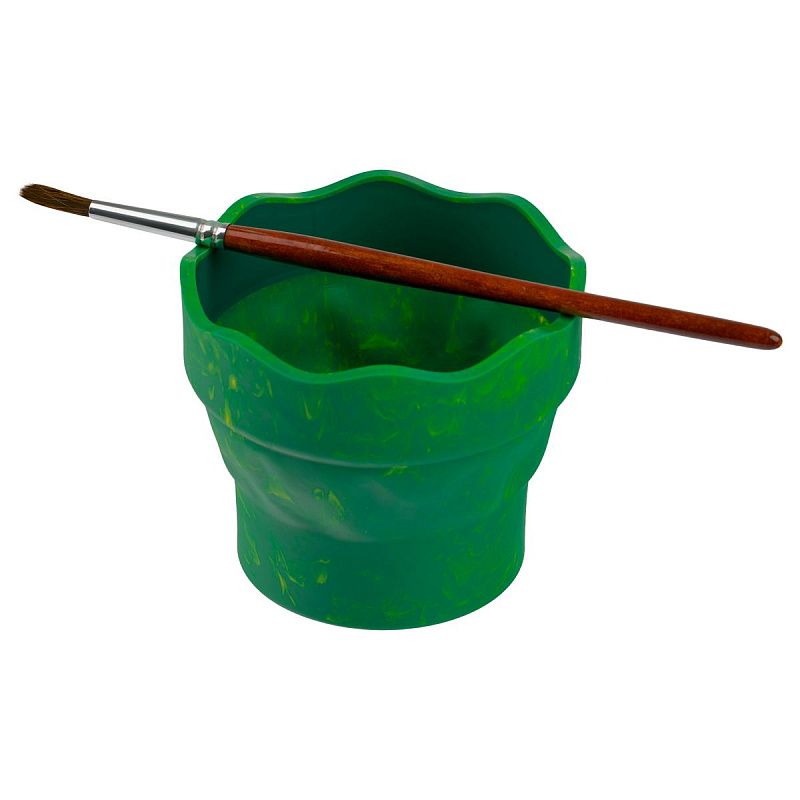 Стакан для воды Faber-Castell "Clic&Go", складной, зеленый мрамор