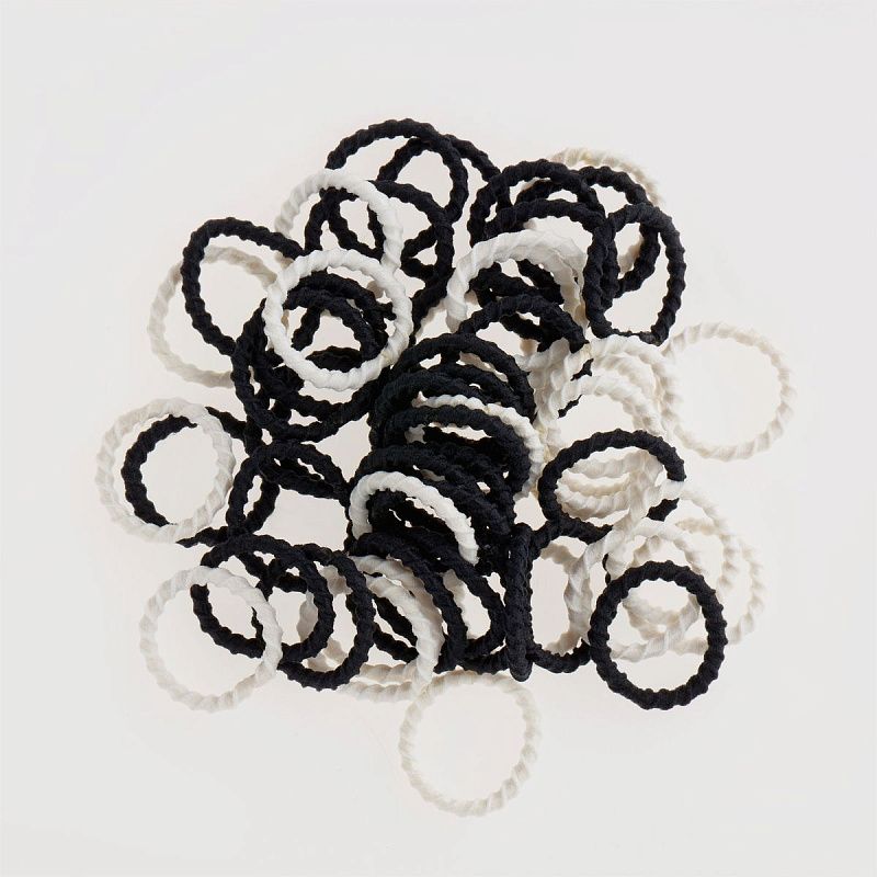 Резинки для волос MESHU, тонкие, черные/белые, диаметр 2см, 90шт., пластиковый бокс