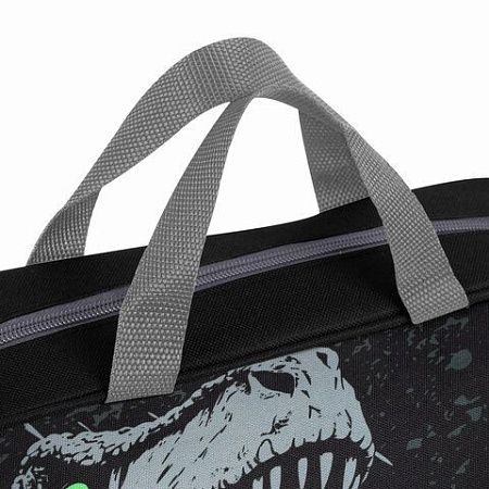 Папка на молнии с ручками BRAUBERG А4, 1 отделение, полиэстер, 80 мм, Scary dino, 273308 