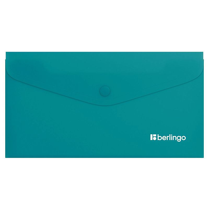 Папка-конверт на кнопке Berlingo "Soft Touch", C6, 200мкм, софт-тач, бирюзовая