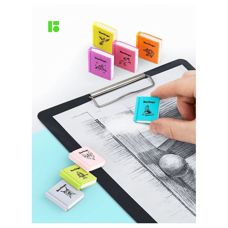 Ластик Berlingo "Fairy Tales", 4шт., термопластичная резина, 28*25*7мм, пакет с европодвесом 