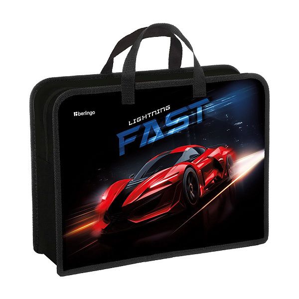 Папка с ручками 1 отделение, А4 Berlingo "Red Racer", 340*245*100мм, пластик, на молнии