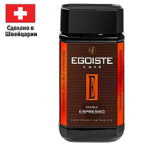 Кофе растворимый EGOISTE "Double Espresso", ШВЕЙЦАРИЯ, сублимированный, 100 г, стеклянная банка, EG10012023