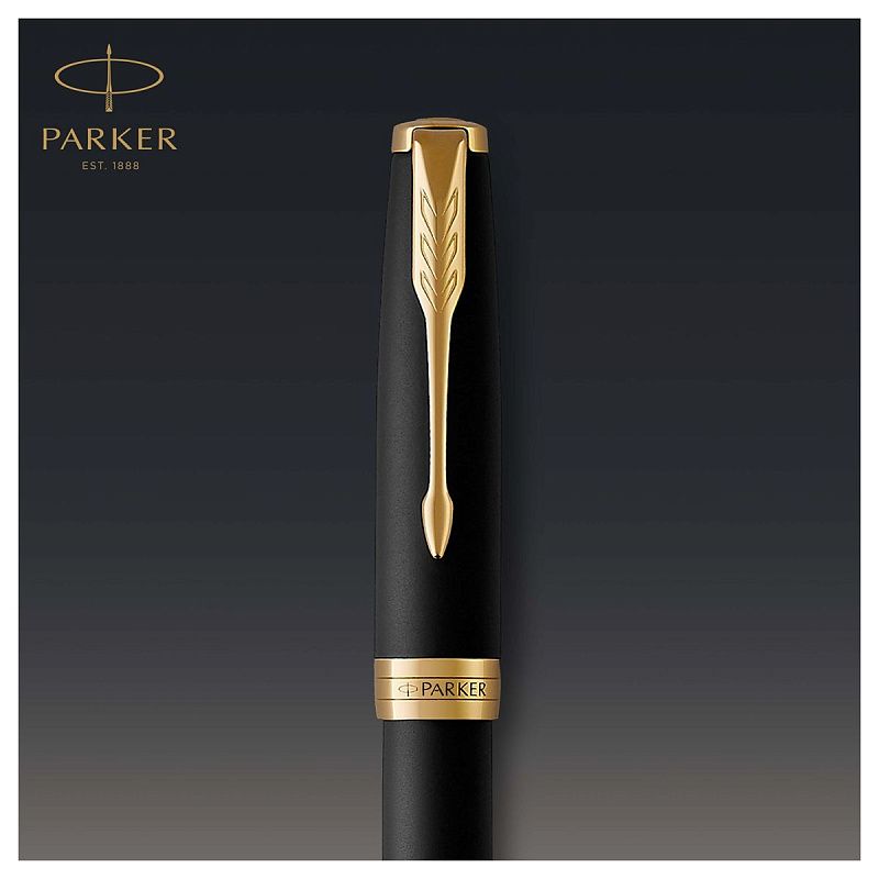Ручка-роллер Parker "Sonnet Matte Black GT" черная, 0,8мм, подарочная упаковка 