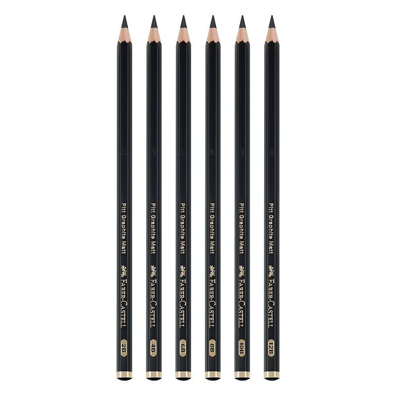 Набор карандашей ч/г матовых Faber-Castell "Pitt Graphite Matt" 2B, 4B, 6B, 8B, 10B, 12B, заточ., метал.кор