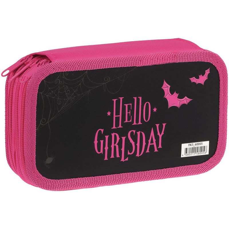 Пенал 3 отделения, 190*110 ArtSpace "GirlsDay", ламинированный картон, софт-тач 