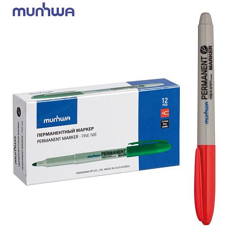 Маркер перманентный MunHwa красный, пулевидный, 1,5мм 
