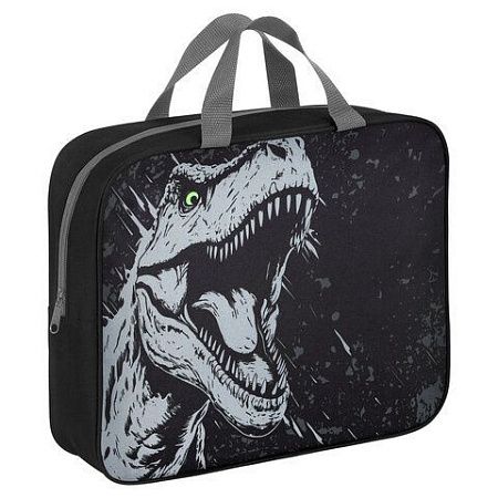 Папка на молнии с ручками BRAUBERG А4, 1 отделение, полиэстер, 80 мм, Scary dino, 273308