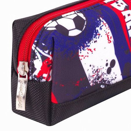 Пенал ЮНЛАНДИЯ, 1 отделение, полиэстер, "Football", черный, 19х4х6 см, 270269 