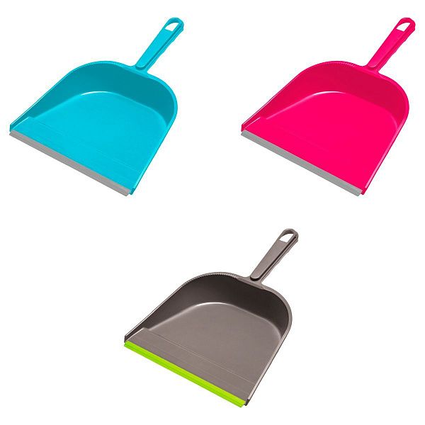 Совок для мусора York, низкая ручка, с резиновой кромкой, ширина 23см, пластик, ассорти