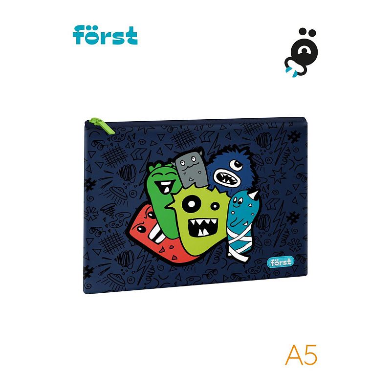 УЦЕНКА - Папка текстильная А5 Först "Monsters", 255*205мм, 1 отделение, полиэстер (осн 352129) 