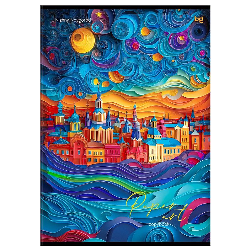 Тетрадь 80л., А4, клетка BG "Paper art", матовая ламинация, выб. лак